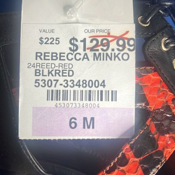 Nib Rebecca Minkoff Black Red Snake Print Lace High Heels Booties 36 / 6 - Picture 10 of 12